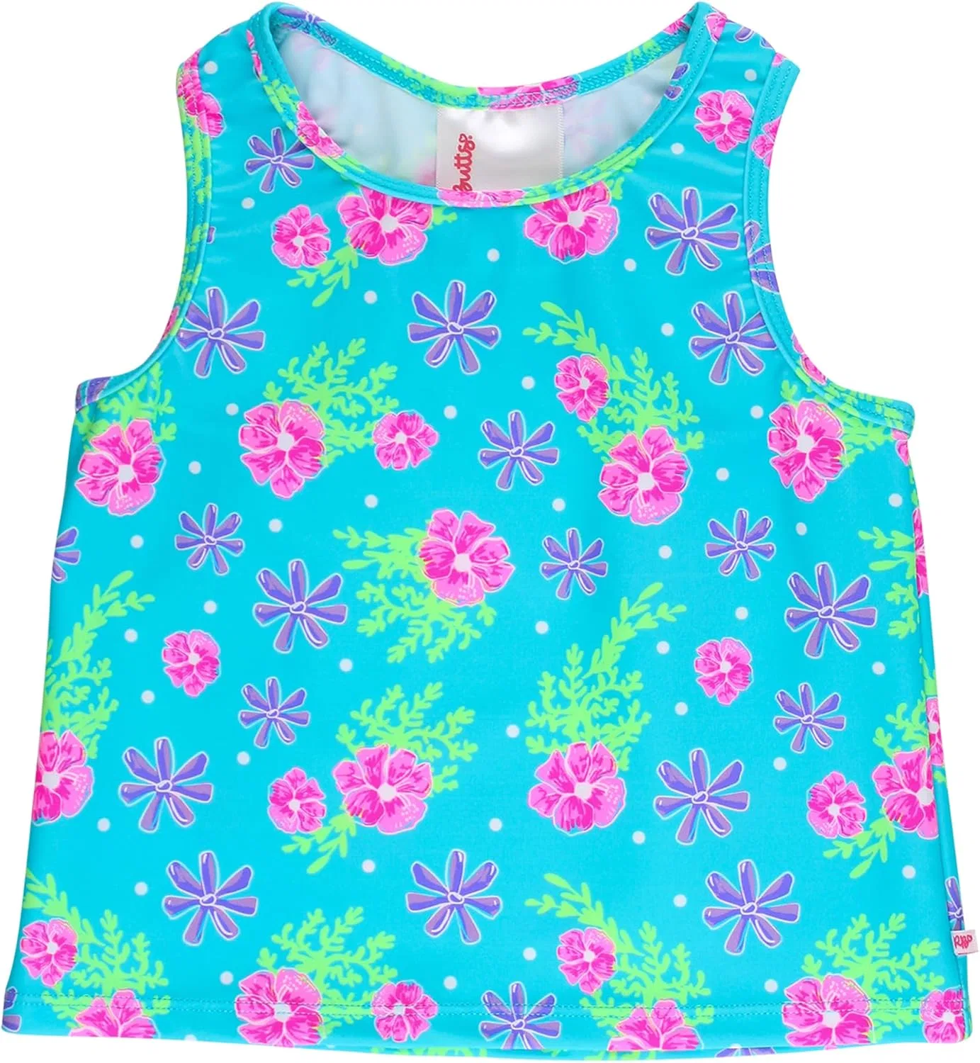 Топ для активного отдыха RuffleButts, Neon Happy Hibiscus