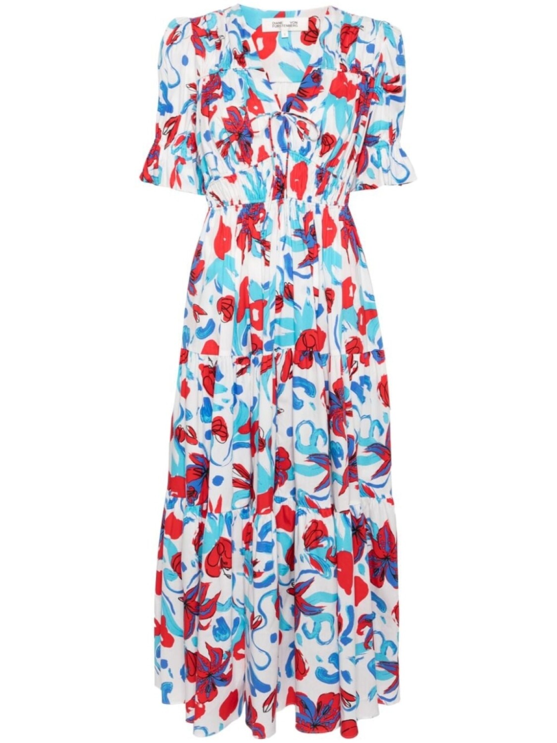 

DVF Diane von Furstenberg платье миди Avery с цветочным принтом, белый