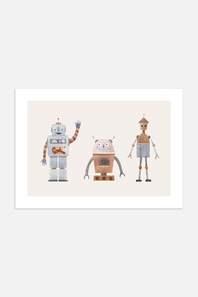 

Плакат с друзьями роботами Postery, 30x40 см, бежевый