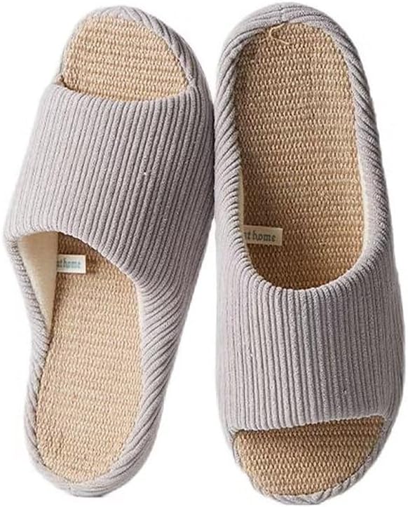 

Мужские и женские льняные домашние тапочки с эффектом памяти, облако-теплые тапочки, вельветовые сандалии Fuhuaqi, светло-серый