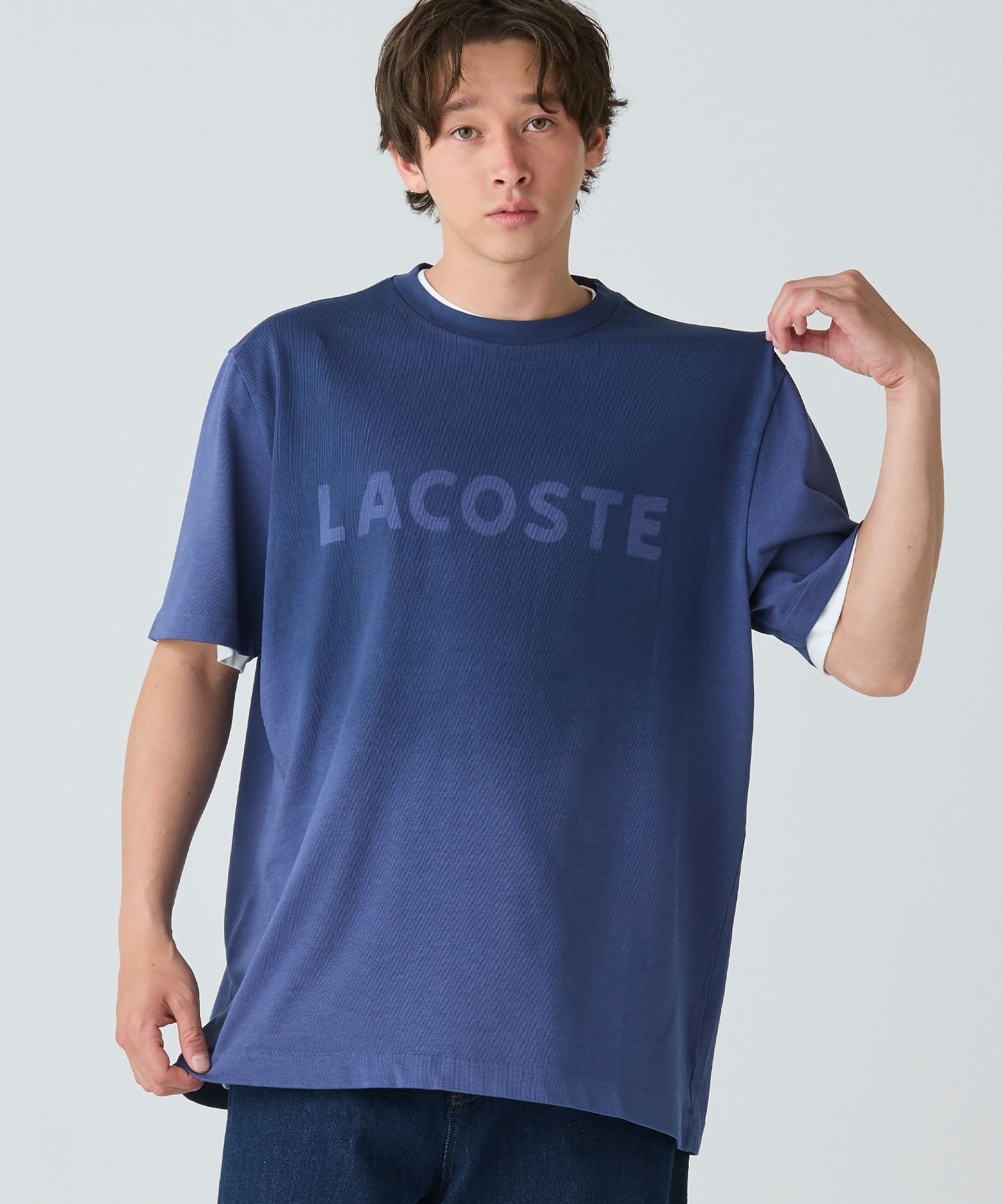 Футболка Lacoste с градиентным логотипом, Темно-синяя — фото 2