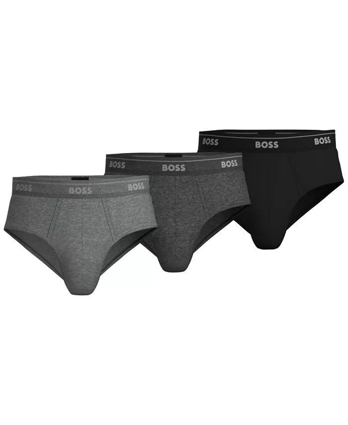 

Мужские классические трусы 3 шт., однотонные, ассорти цветов Hugo Boss, серый