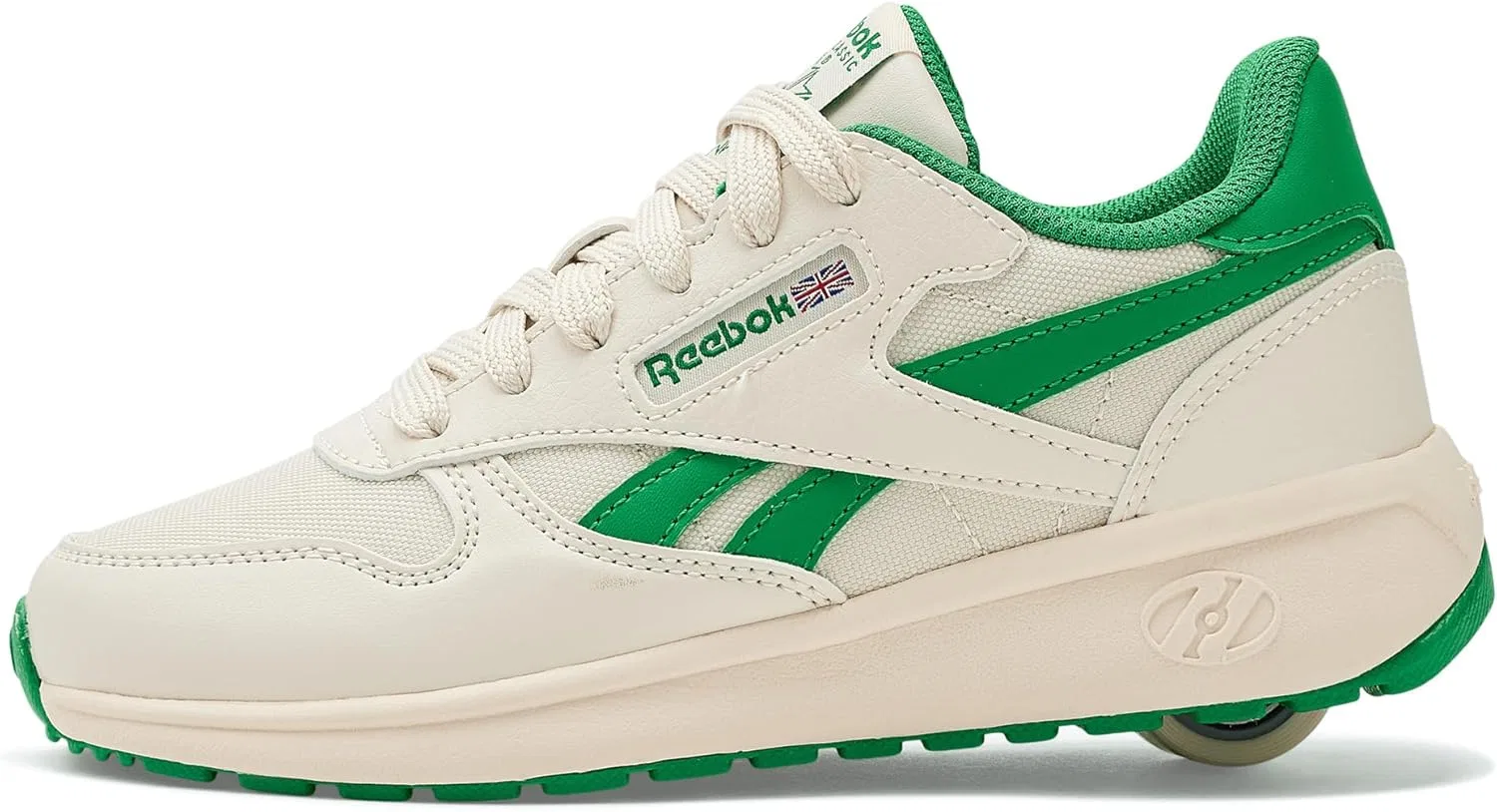 Кроссовки-ролики Heelys Reebok Classic, Cream/White/Green — фото 4
