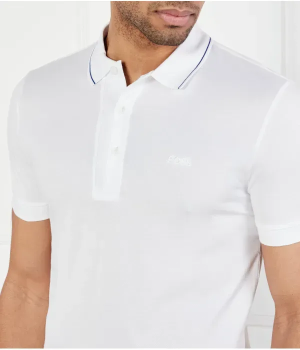 Поло Paule 4 slim fit Boss Green, белый — фото 4