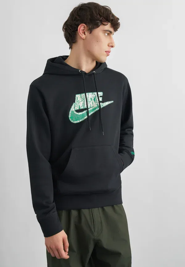 Толстовка с капюшоном Club Scifi Nike Sportswear, черный/малахитовый