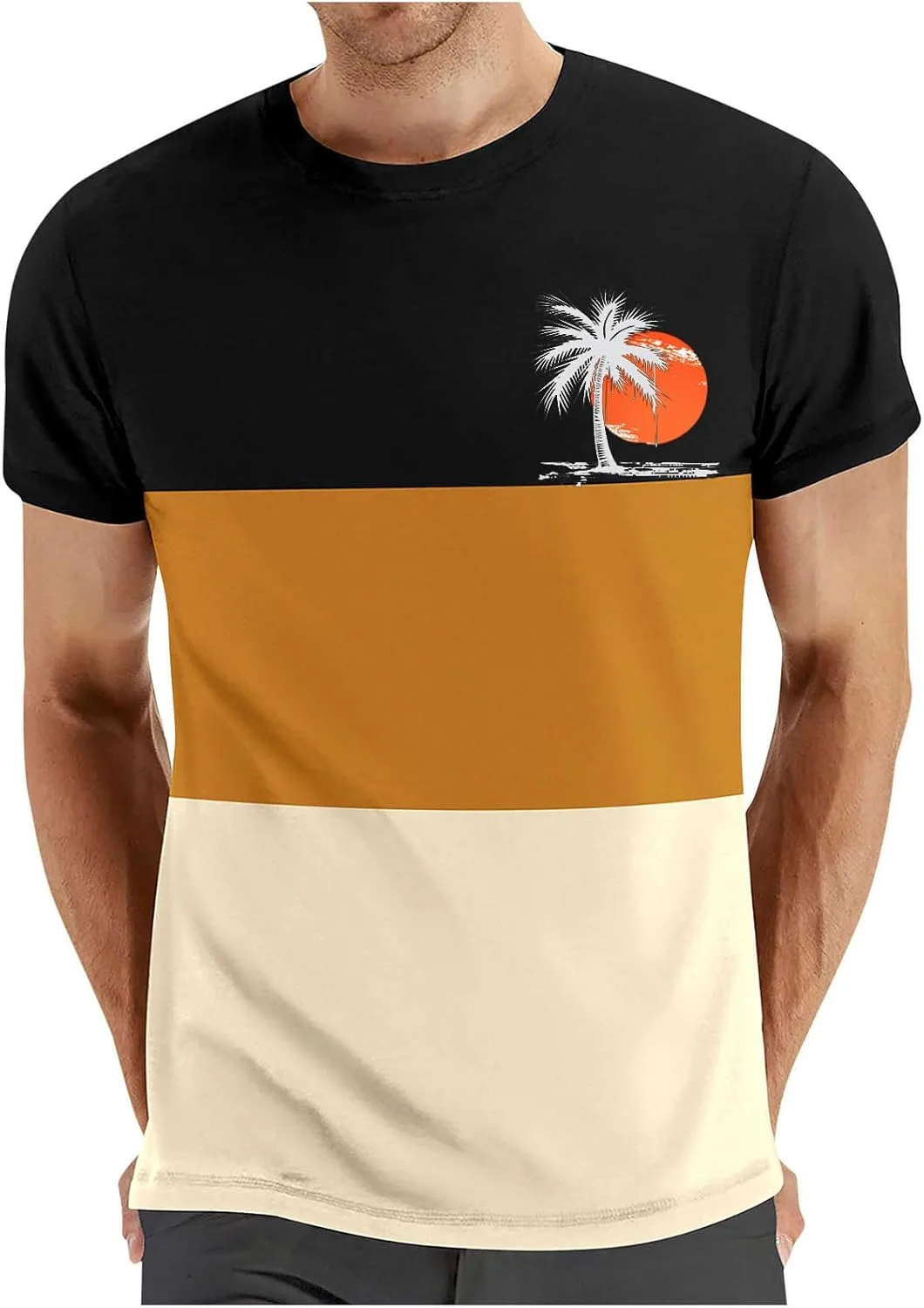 

Мужская летняя футболка Casual с коротким рукавом и принтом Coconut