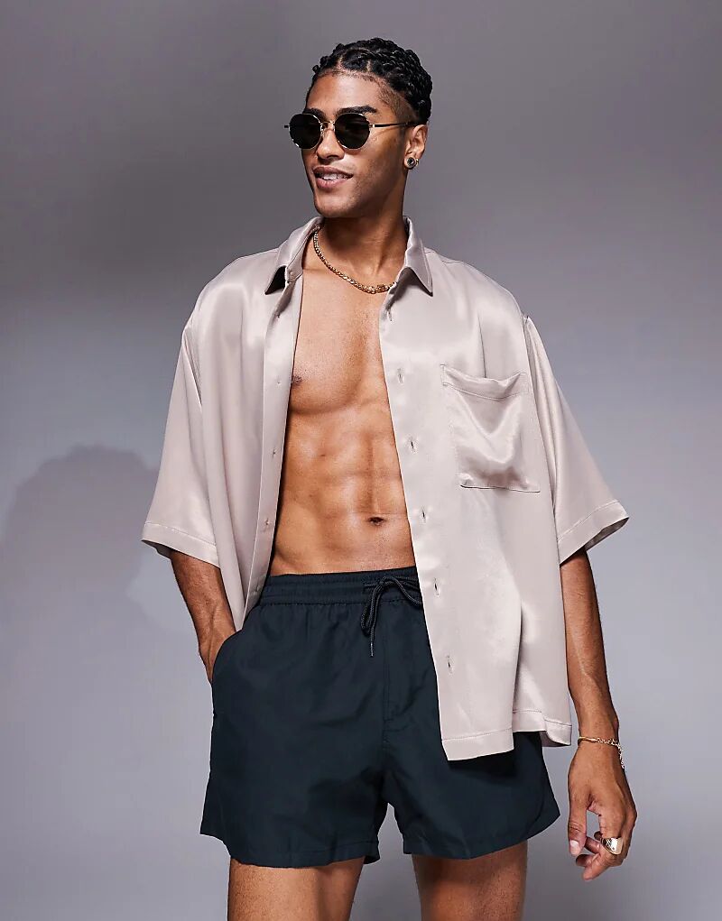 

Рубашка свободного кроя ASOS DESIGN бежевого цвета
