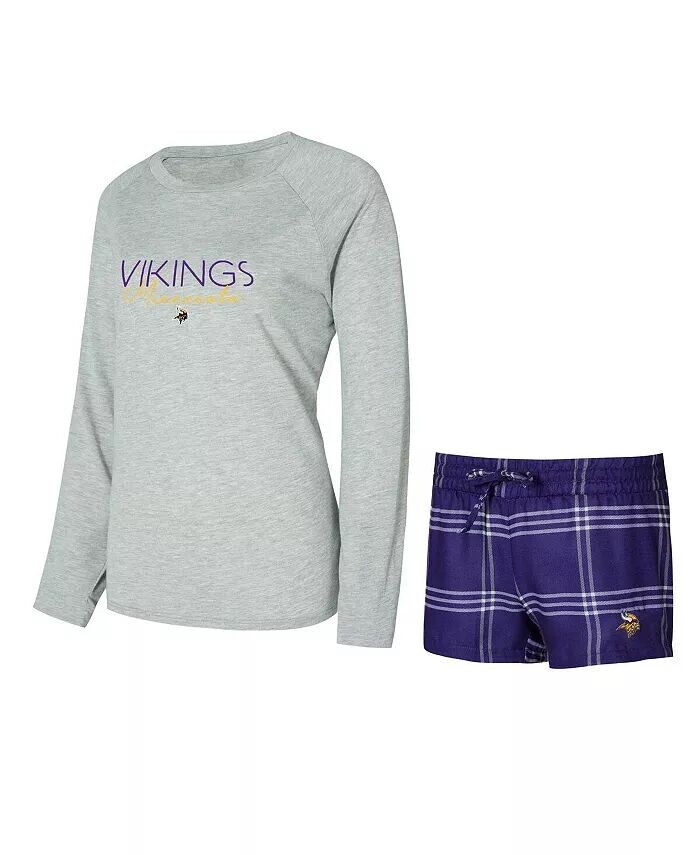 

Женский комплект футболки и шорт Minnesota Vikings Petition Raglan с длинным рукавом Concepts Sport