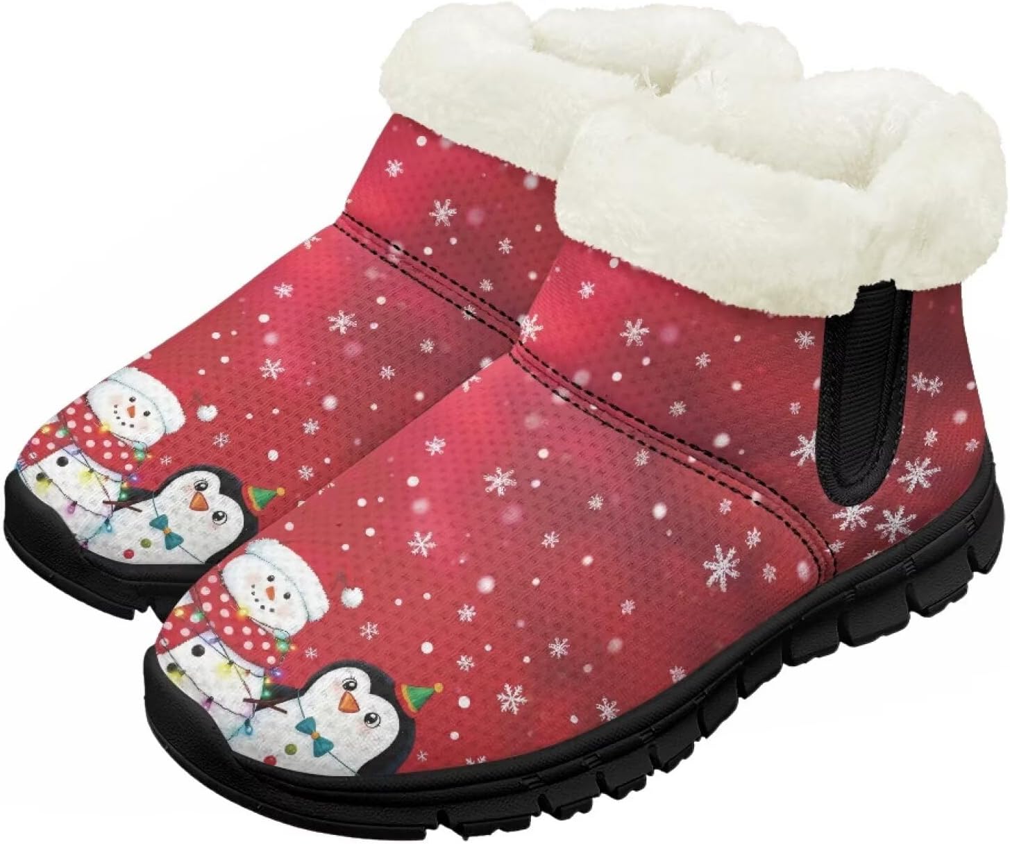 

Детские зимние ботинки для девочек и мальчиков, утепленные, с меховой подкладкой, водонепроницаемые, легкие, противоскользящие Chririnla, Christmas Penguin