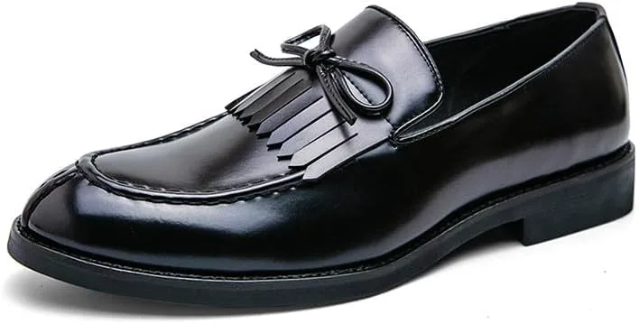 

Мужские лоферы Santimon с мокой носком, бахромой и бантом, на скользящей подошве, с матовой отделкой, удобные для ходьбы, вождения и повседневного ношения, черный