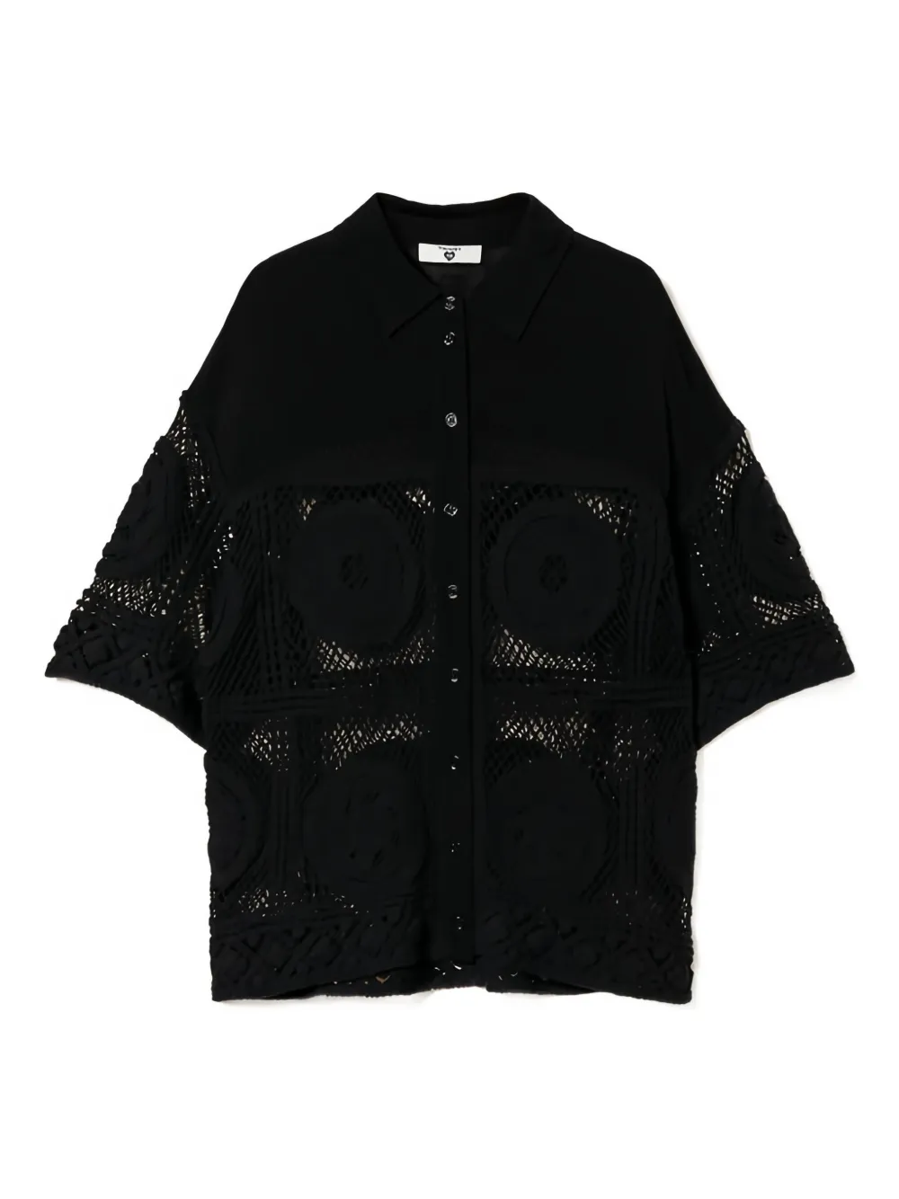 

Рубашка со вставками в технике кроше TWINSET, черный