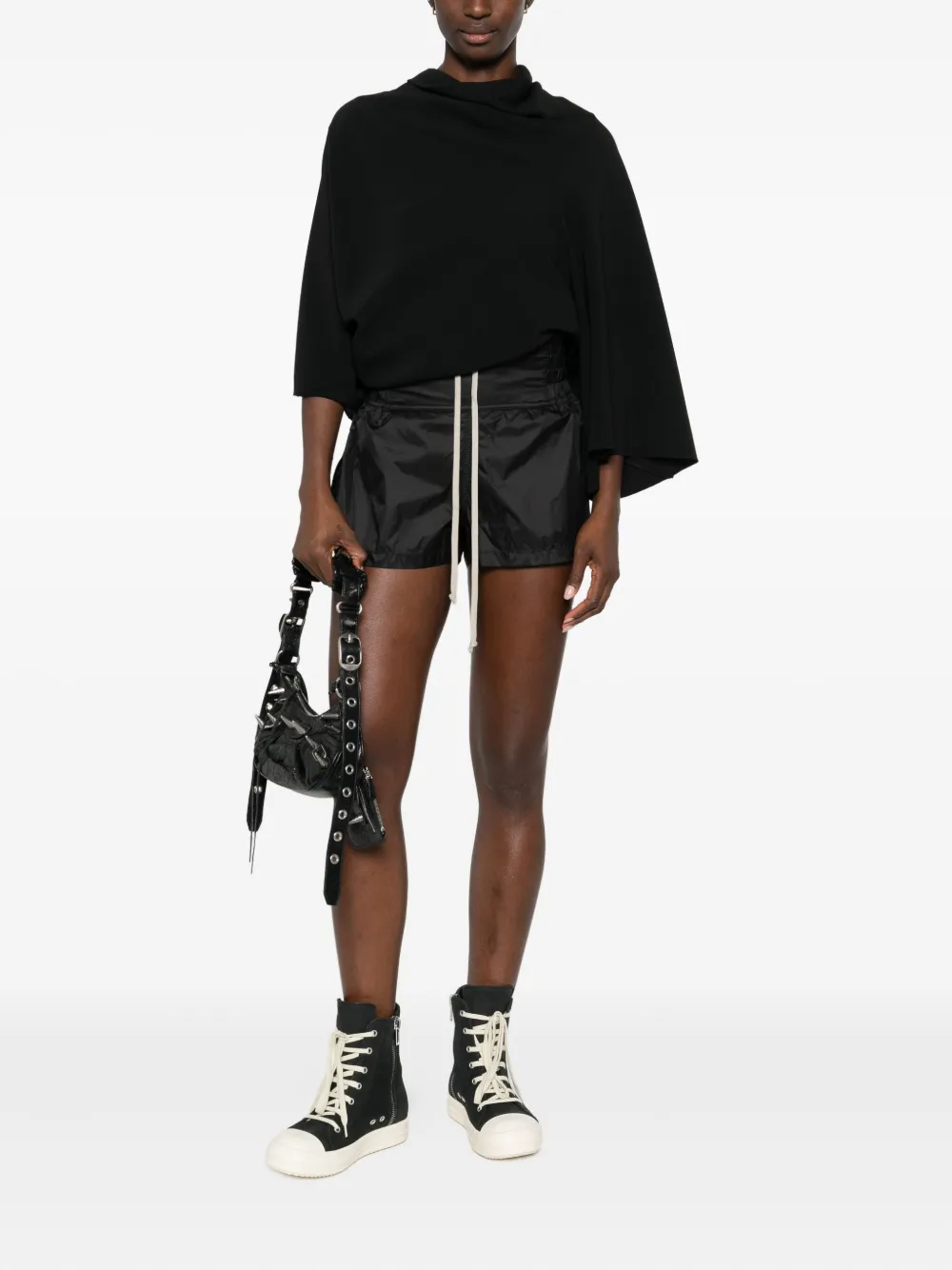 Боксёрские брюки с приталенной талией на кулиске и сборкой Rick Owens, черный — фото 2