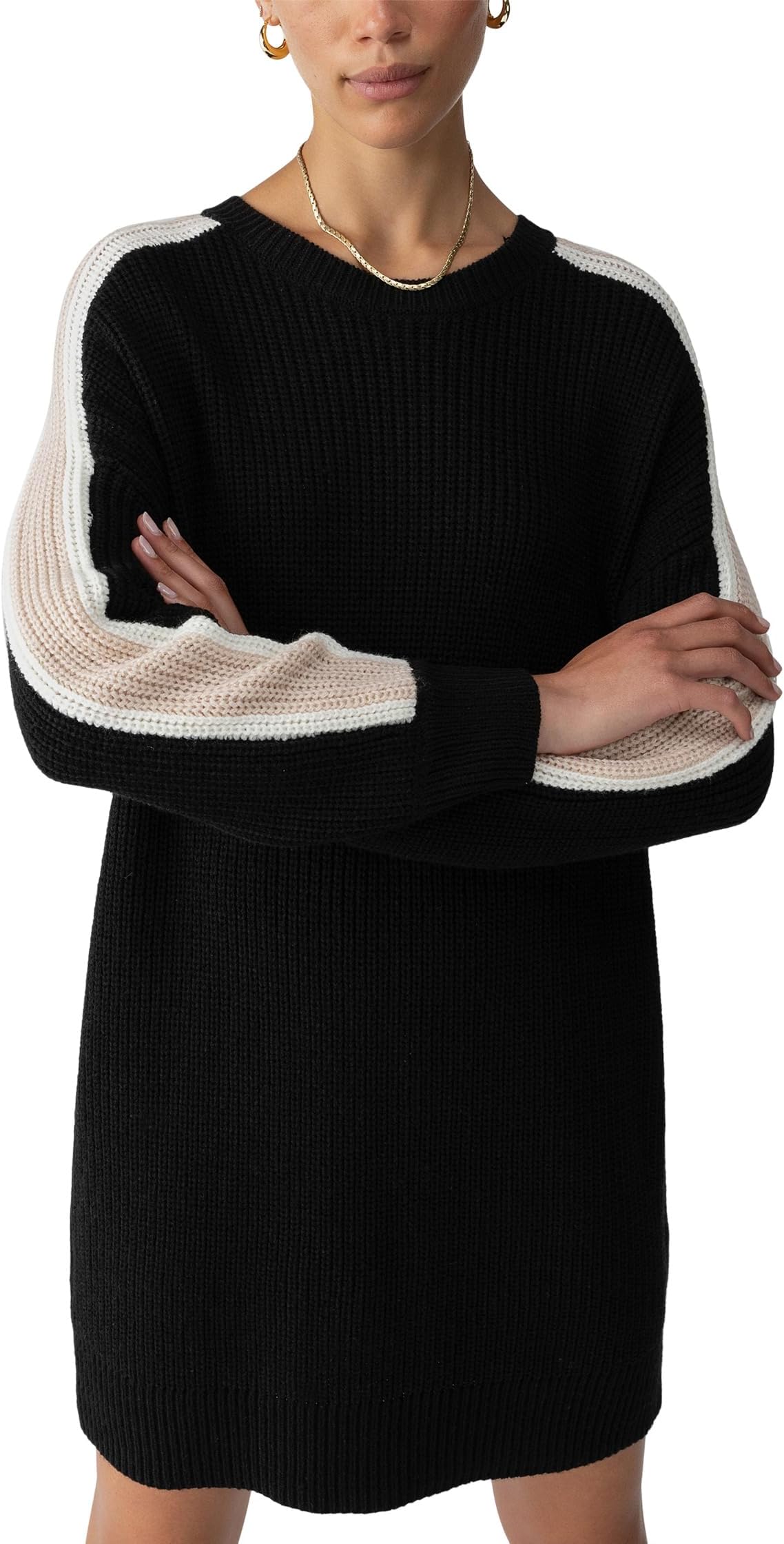 

Платье Sanctuary Speedway Sweater Dress, цвет Black/Milk/T.Almond
