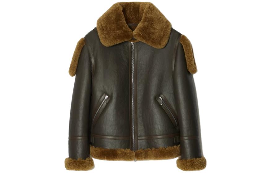 

Коричневая кожаная куртка-авиатор с мехом Burberry, Коричневый, Коричневая кожаная куртка-авиатор с мехом Burberry