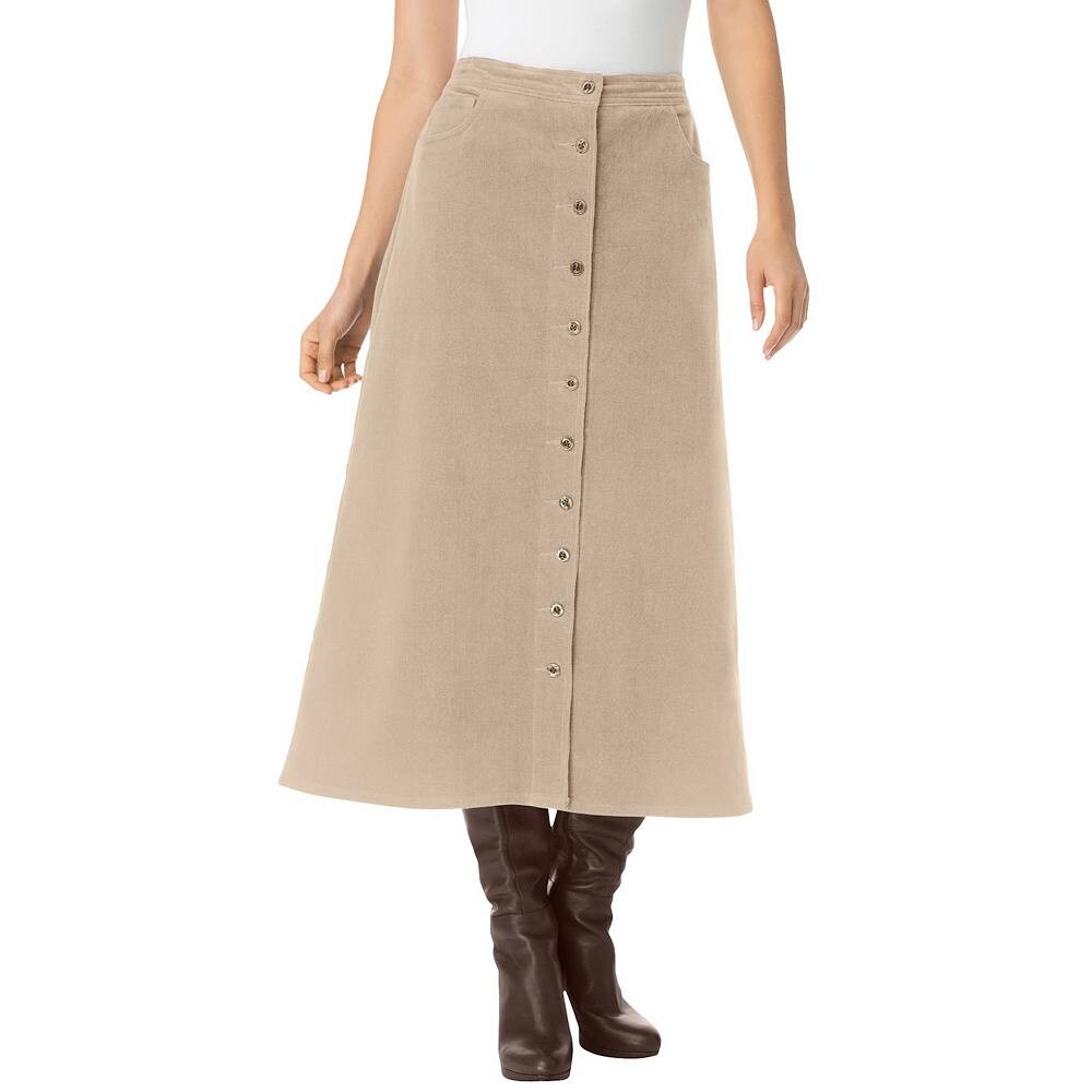 

Женщина в женской вельветовой юбке больших размеров Woman Within, цвет New Khaki