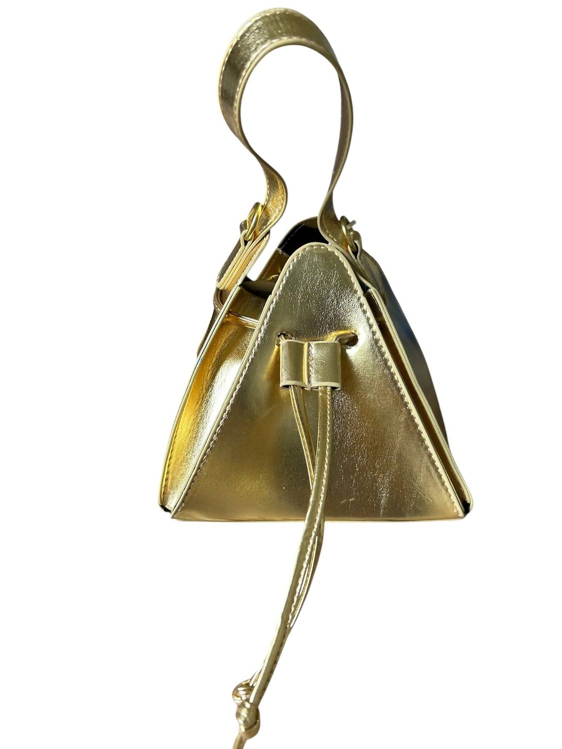 

Женская треугольная сумочка в золотом цвете ANUJA TOLIA