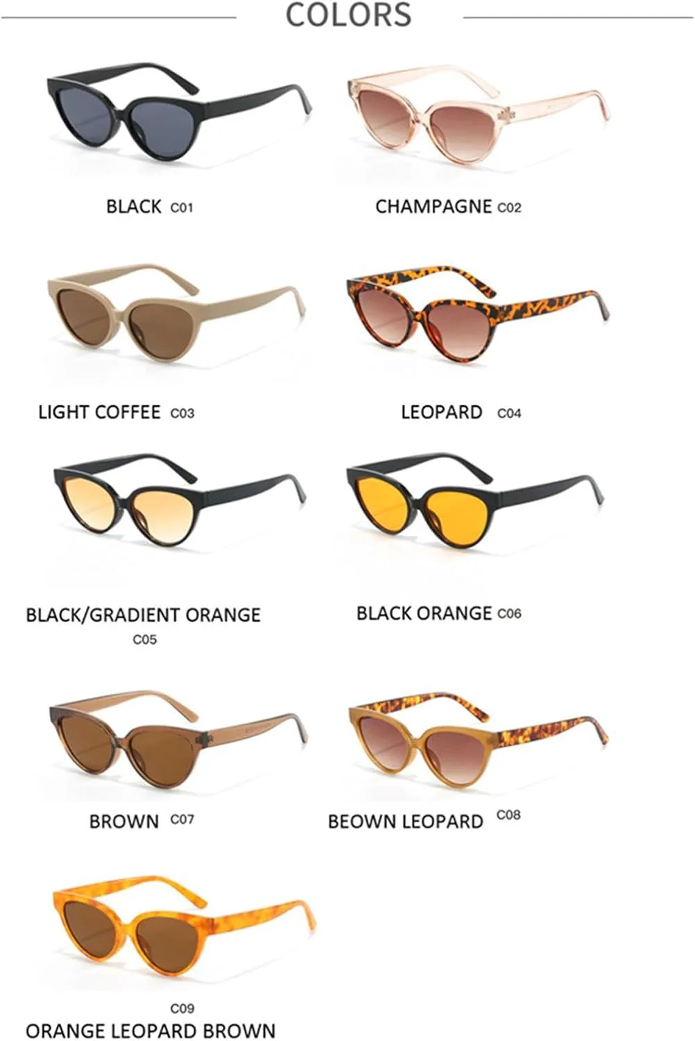 

Солнцезащитные очки для женщин и мужчин, ретро-очки «кошачий глаз», солнцезащитные очки с защитой от УФ-излучения UV400, винтажные очки для женщин SZVVBKK, Black