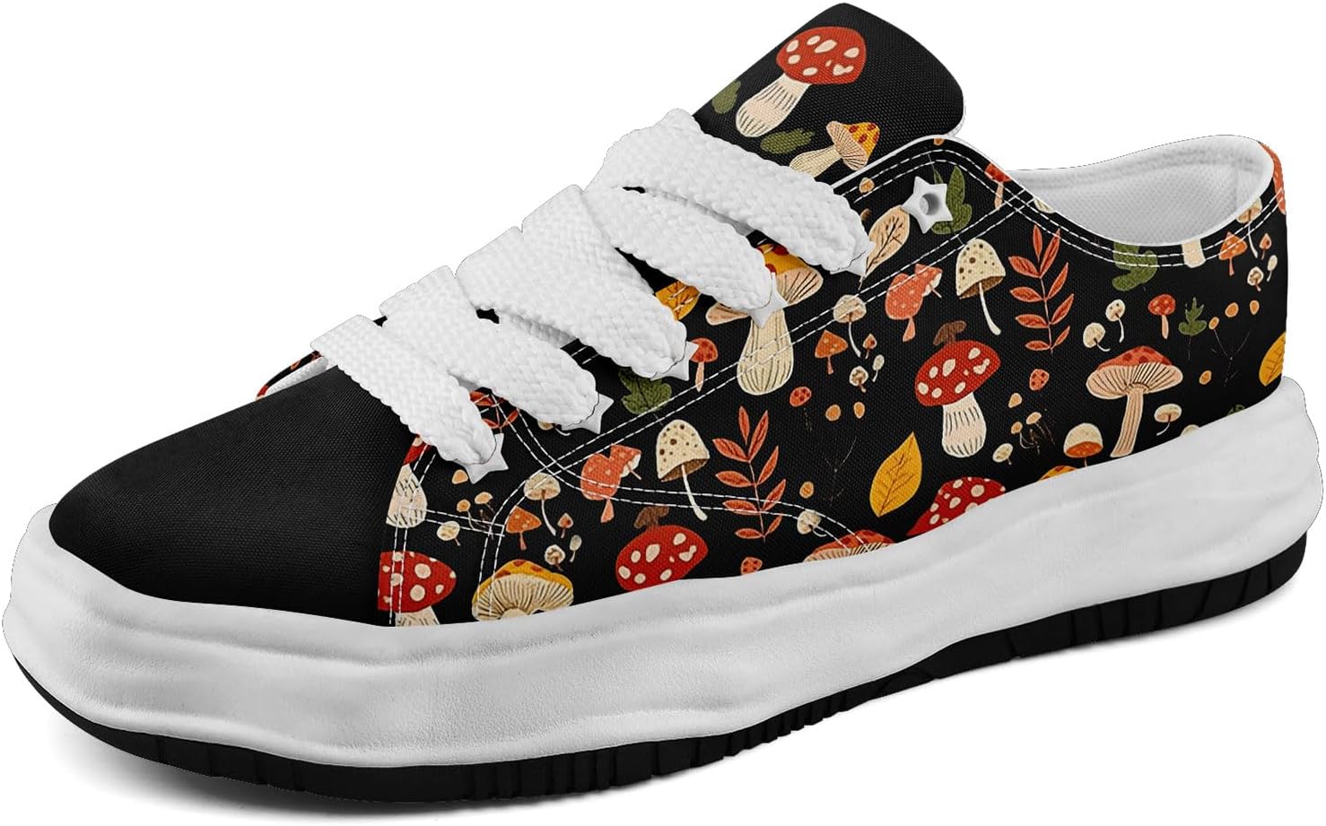 

Кеды AWSOLE с грибным цветочным принтом на холщовой основе для женщин и мужчин, низкие модные шнурованные кроссовки для прогулок, повседневная обувь на весну и лето, белый/черный/желтый/оранжевый