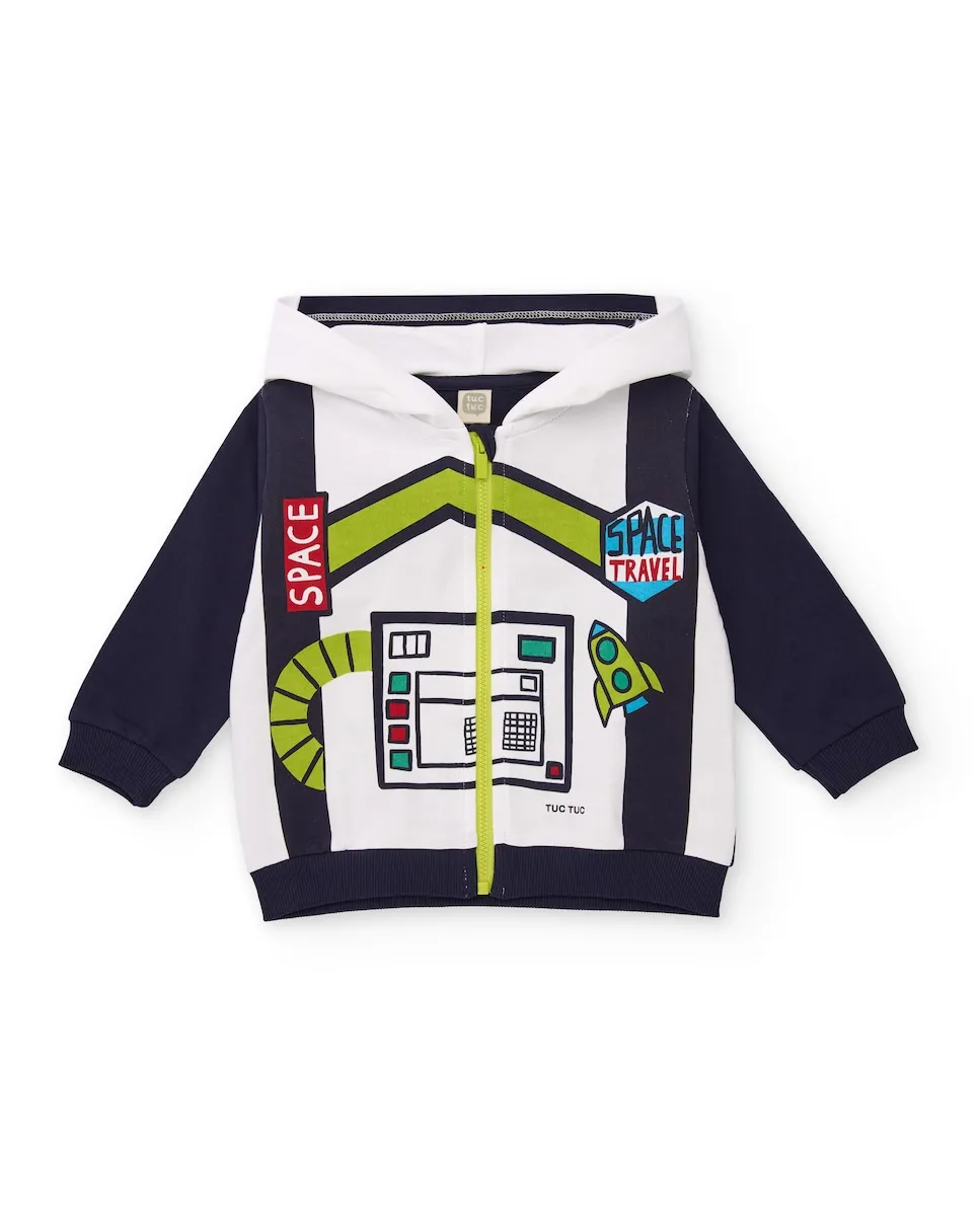 

Толстовка для малышей с капюшоном, темно-синего и белого цвета с космическим принтом Tuc tuc