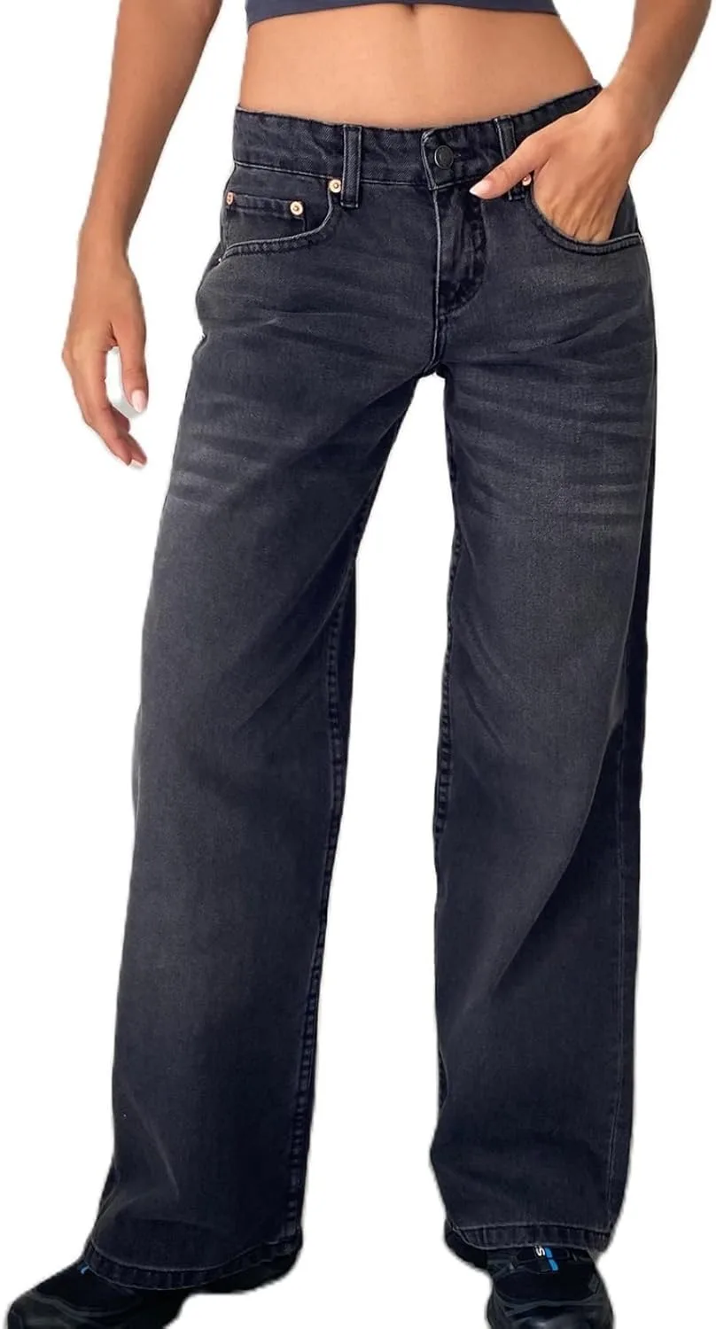 Женские джинсы sweatpant jean с высокой талией, широкие и прямые