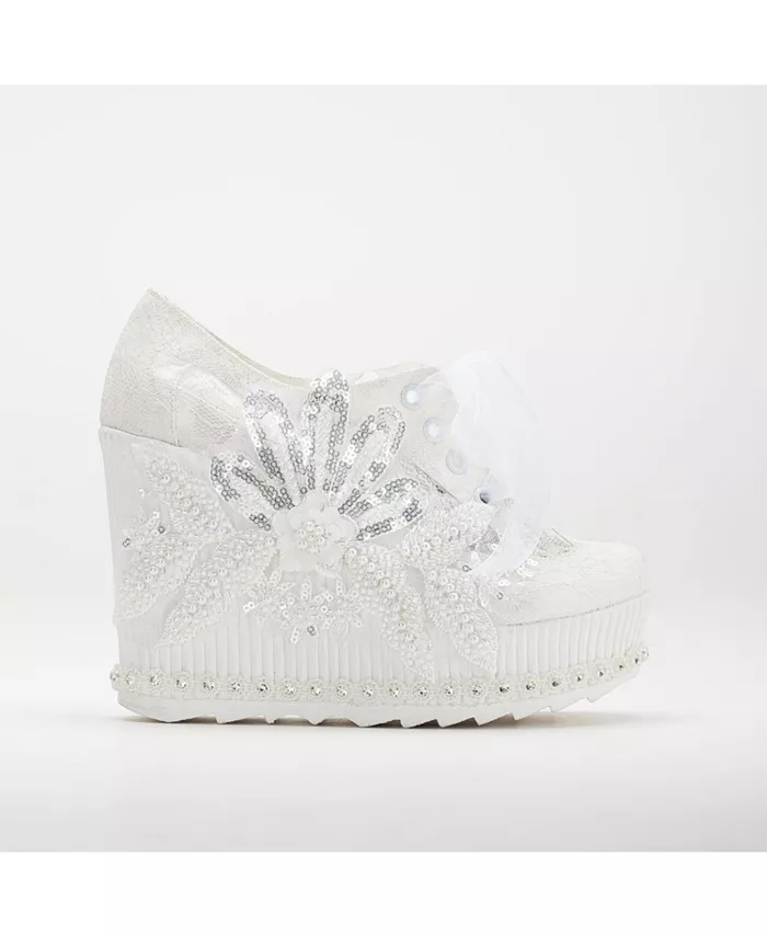 Свадебные платформенные кроссовки Sheri Lace Forever & Always Shoes, белый
