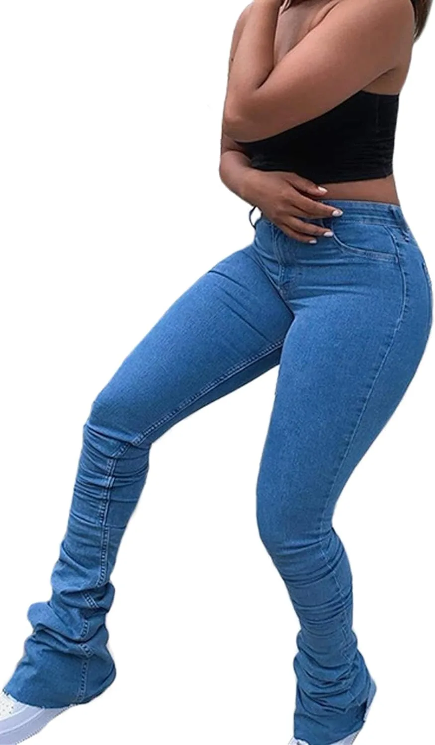 

Lucuna Women's Stacked Jeans Y2K Boyfriend High Waisted Bootcut