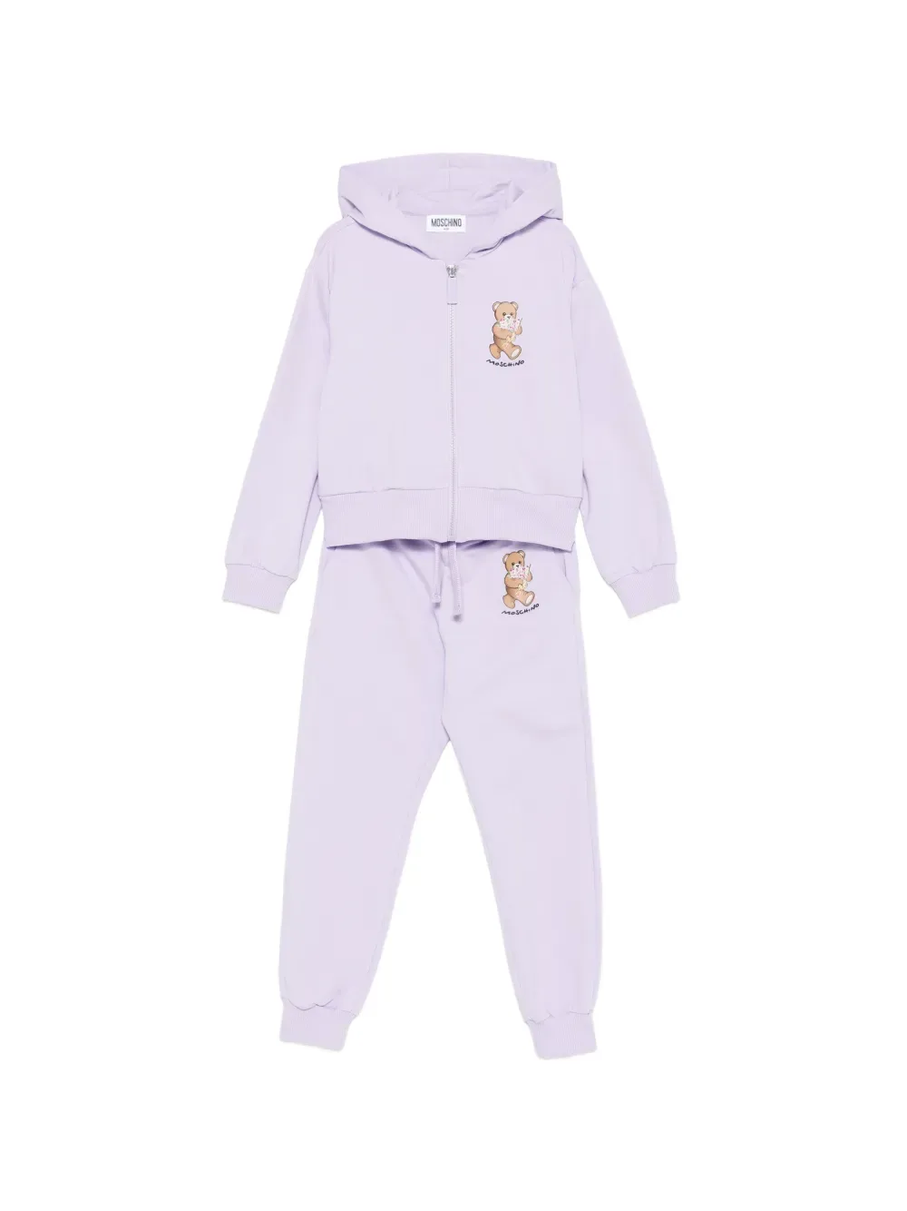 Трикотажный костюм с капюшоном "Тедди" Moschino Kids, фиолетовый