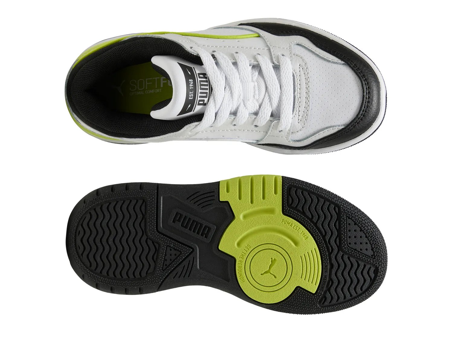 Кроссовки Puma Rebound Retro Sneaker - Kid's, белый/черный/зеленый — фото 3