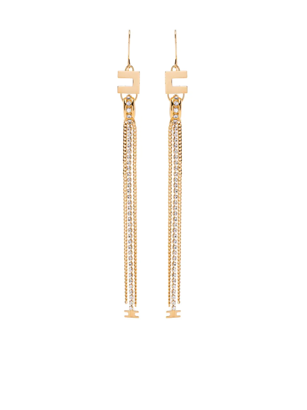 

Серьги-подвески со стразами и логотипом Elisabetta Franchi, золотой