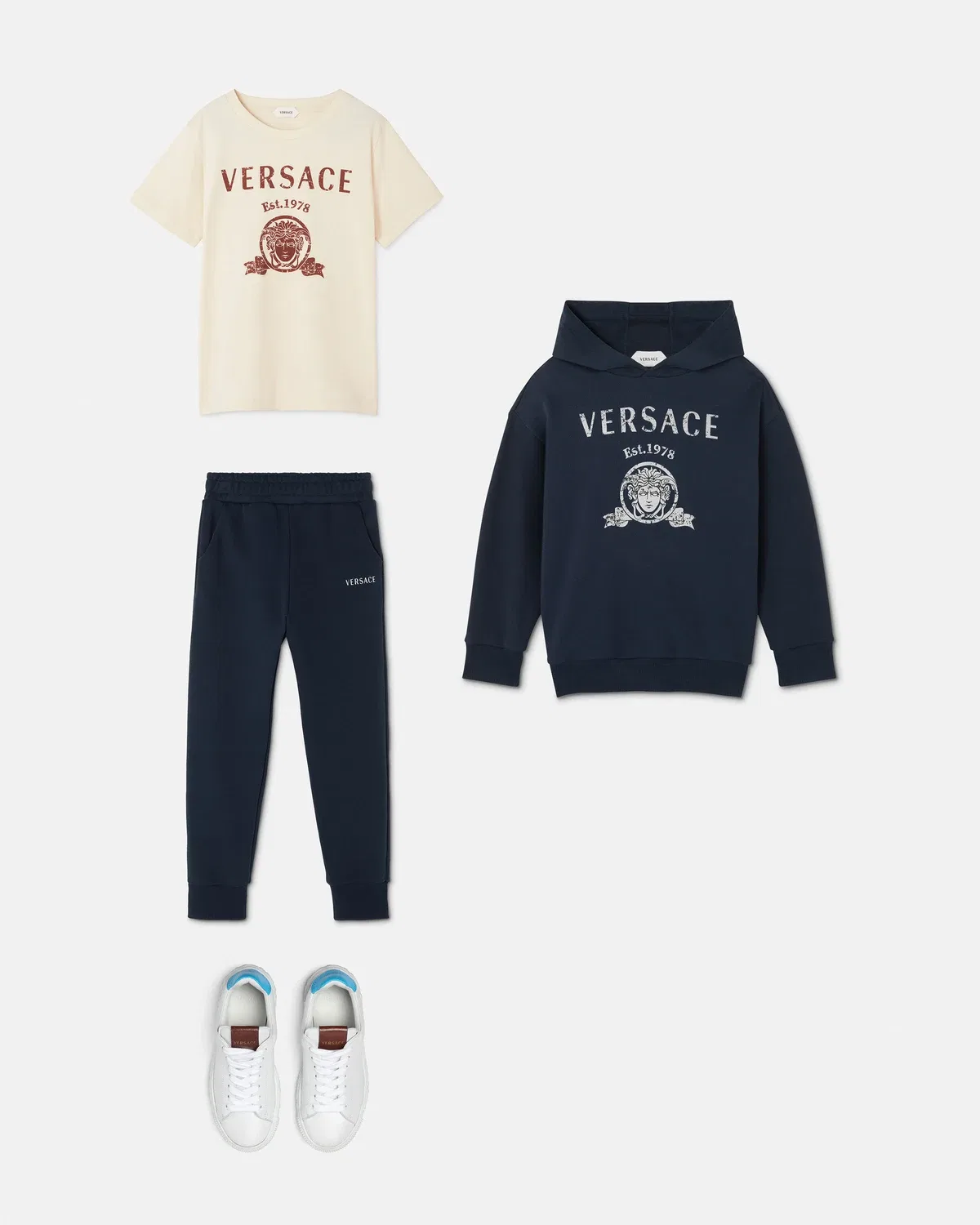 Детская толстовка из хлопкового трикотажа с принтом Versace, синий — фото 2