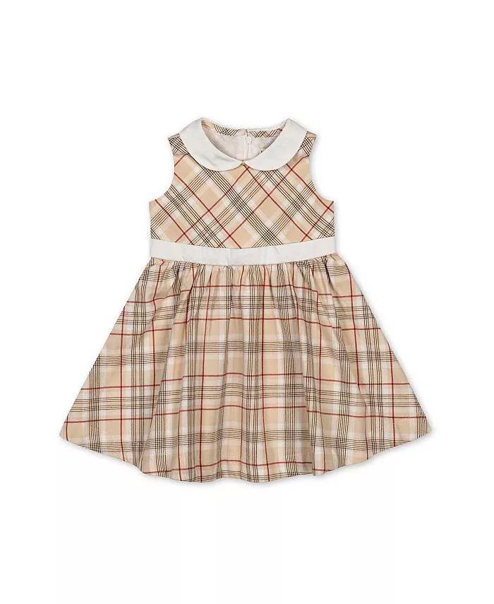 

Детское платье без рукавов для девочек с воротником питер пэн из органического хлопка Hope & Henry, коричневый