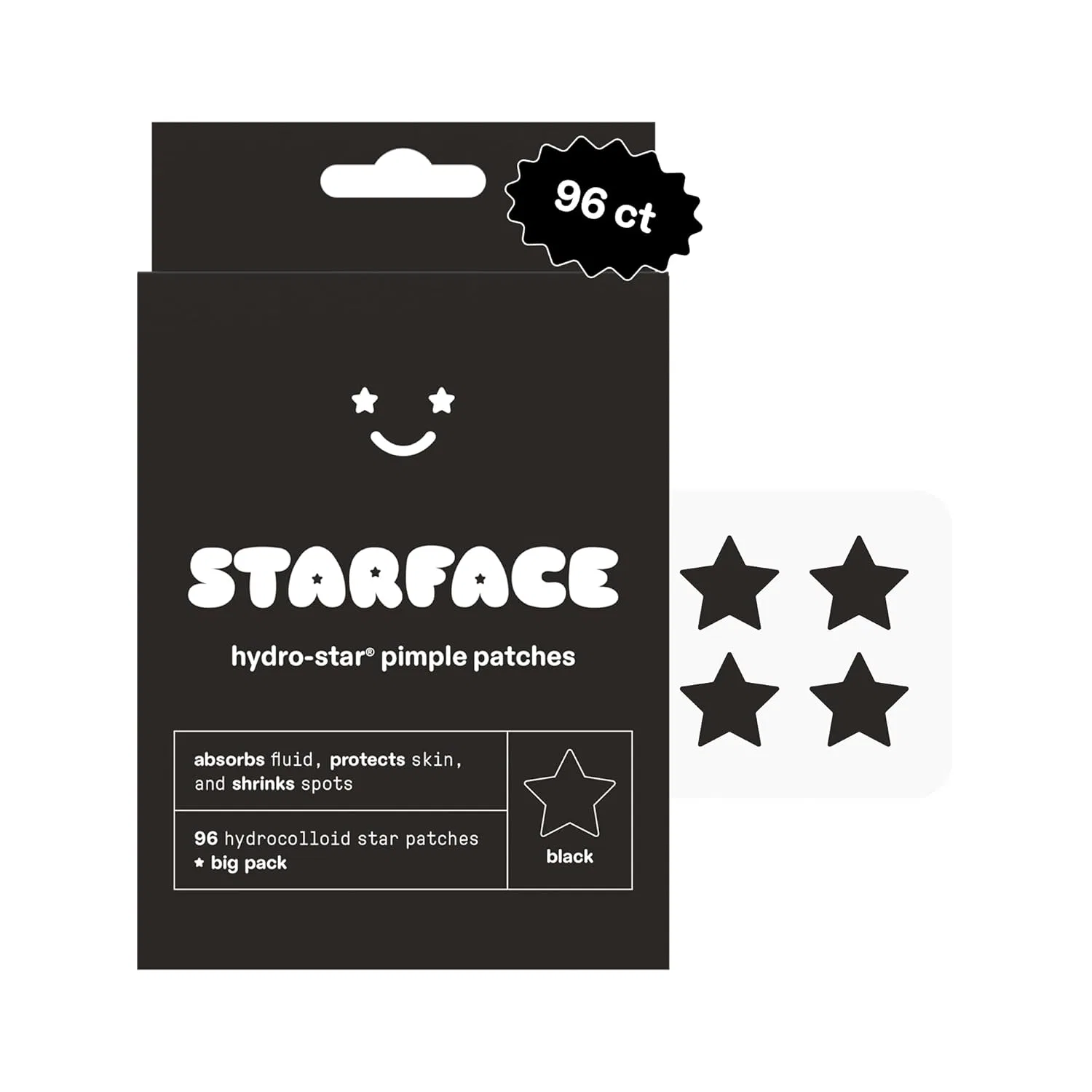 Черные гидроколлоидные патчи от прыщей «Hydro-Star» от Starface Starface World, Black Hydrocolloid Stars