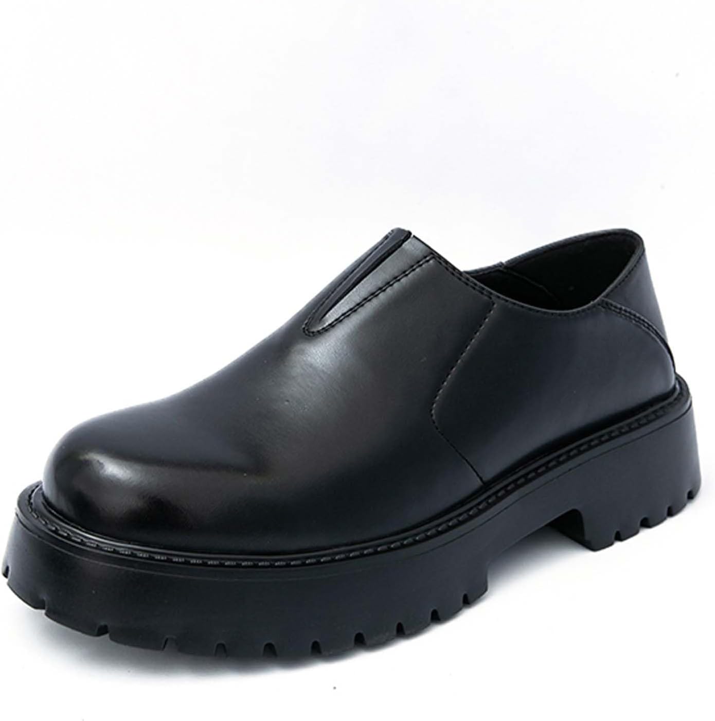 

Мужские туфли на платформе с толстой подошвой, винтажная кожа, для работы и офиса, классические лоферы, свадебные и вечерние туфли к костюму, оксфорды и дерби Generic, черный