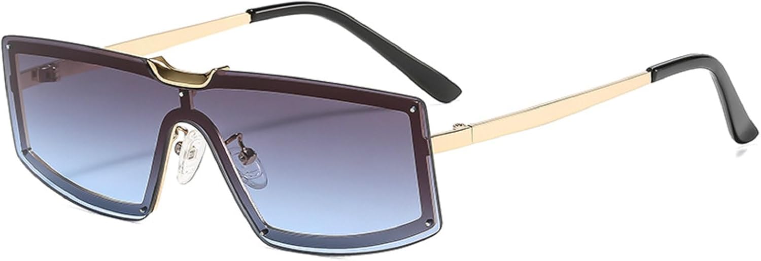 

Модные квадратные солнцезащитные очки для женщин 2025 года, роскошная металлическая оправа, винтажные очки для путешествий, защита от ультрафиолета UV400 mincl, Grey Blue