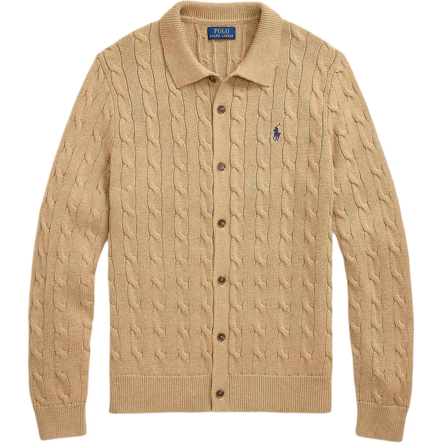 Кардиган на пуговицах из кабельной вязки Polo Ralph Lauren, коричневый mixed color