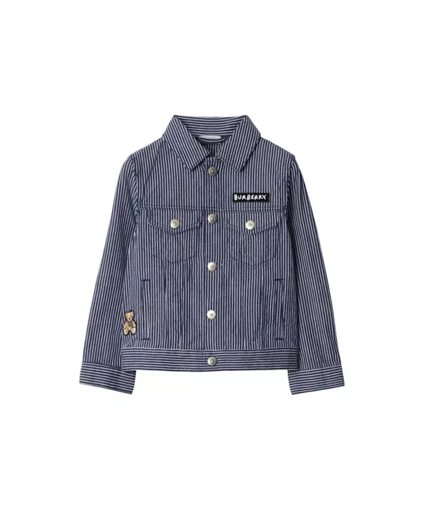 

Джинсовая куртка в полоску для девочек - для малышей и для детей постарше Burberry, синий