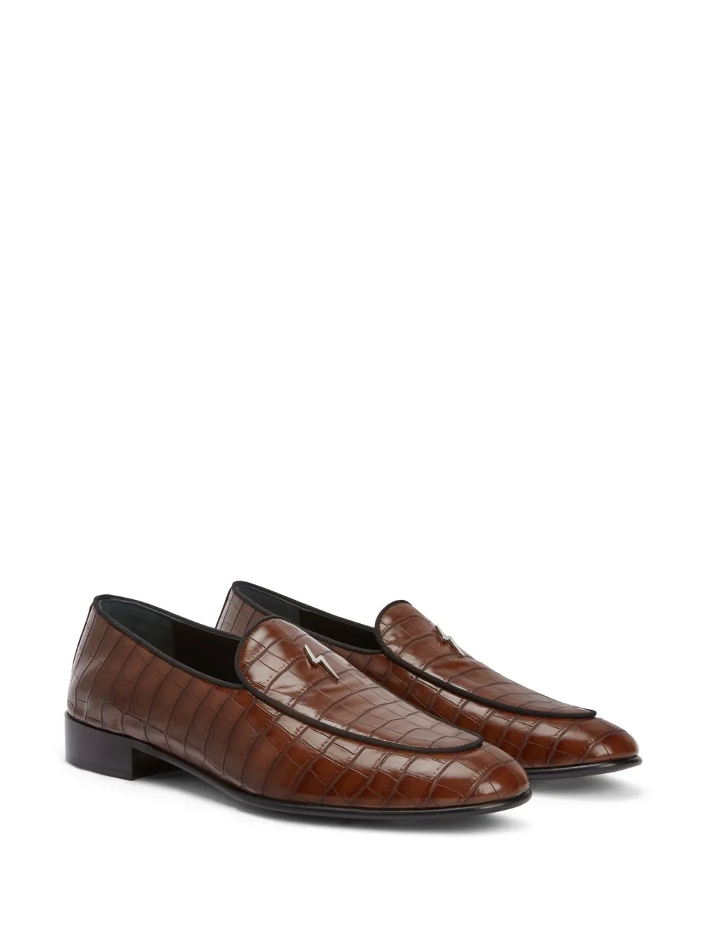 Лоферы Rudolph с тиснением под кожу крокодила Giuseppe Zanotti, коричневый — фото 2