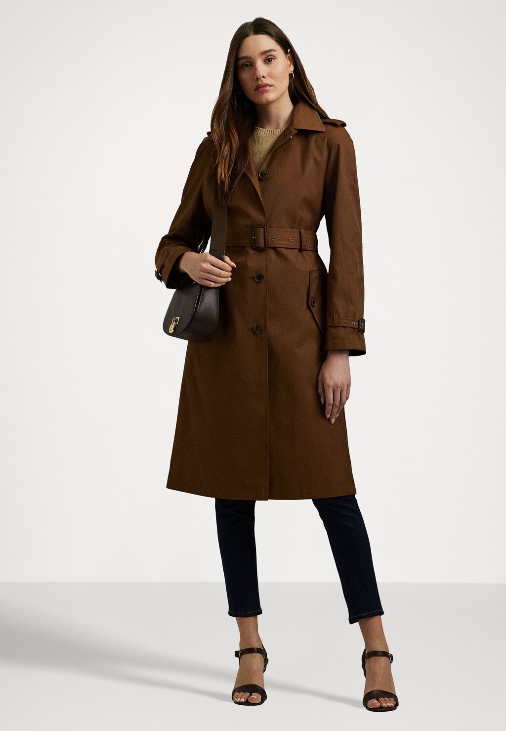 

Тренч BELTED COTTON BLEND TRENCH COAT Ralph Lauren, коричневый
