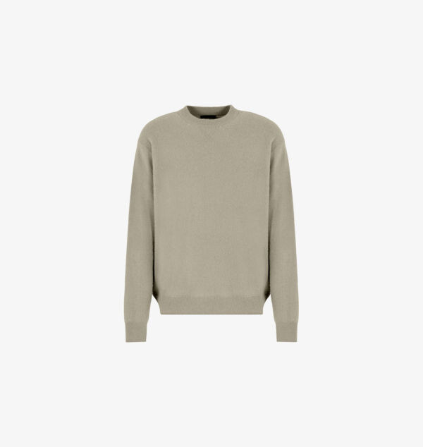 

Вязаный джемпер из чесаного кашемира с круглым вырезом Emporio Armani, цвет rock ridge