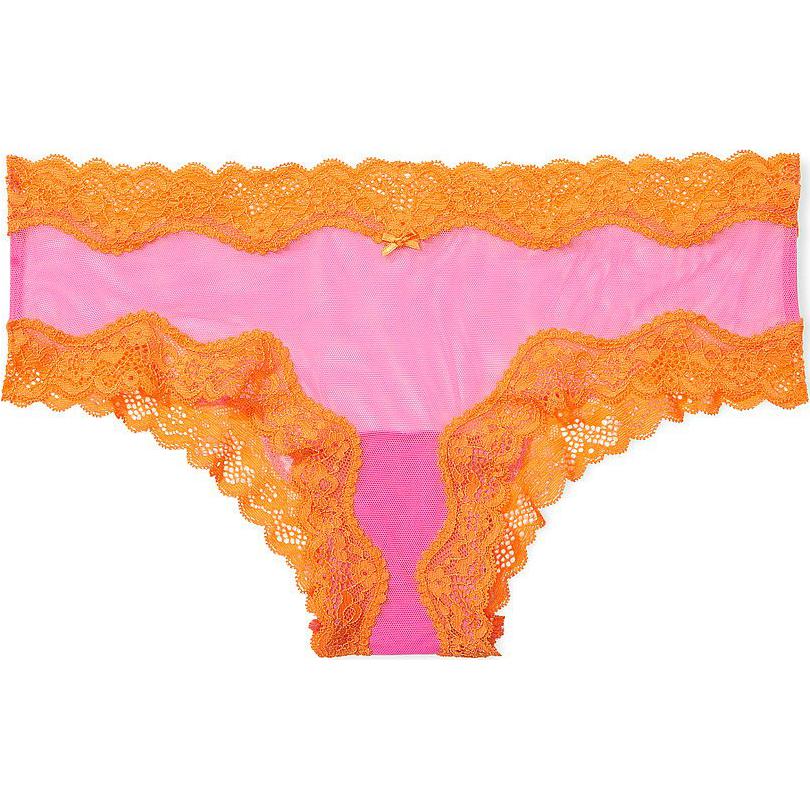 

Victoria's Secret Розовые трусики Cheeky с отделкой из сетчатого кружева Pink Tease/Hollywood Pink, 1 шт