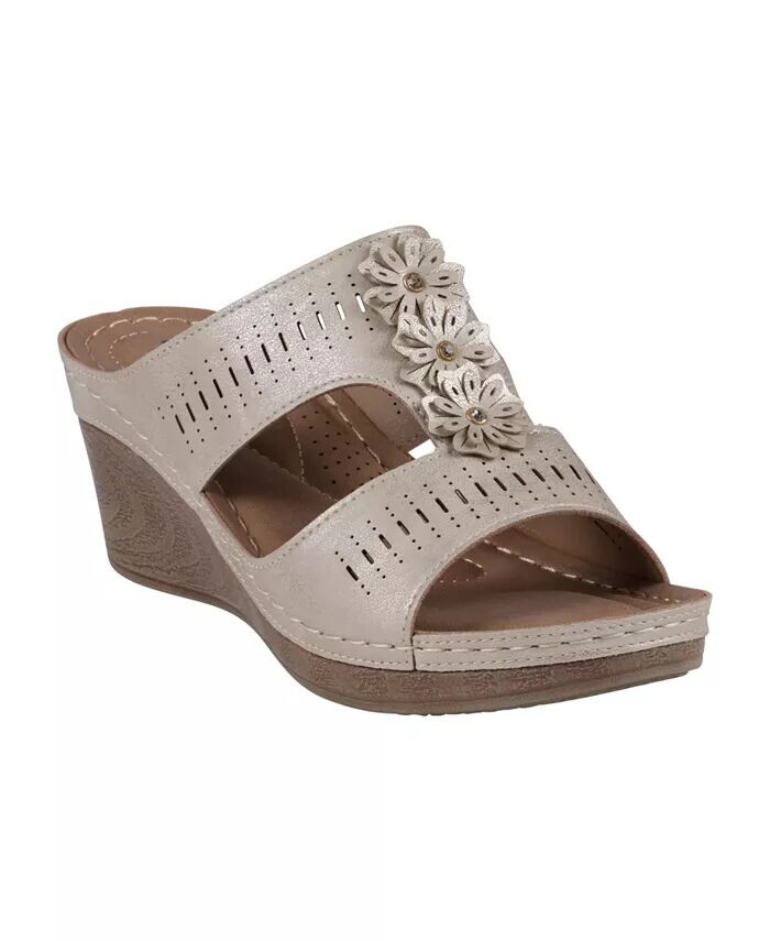 Женские босоножки Lisette Flower с перфорацией на танкетке GC Shoes, синий