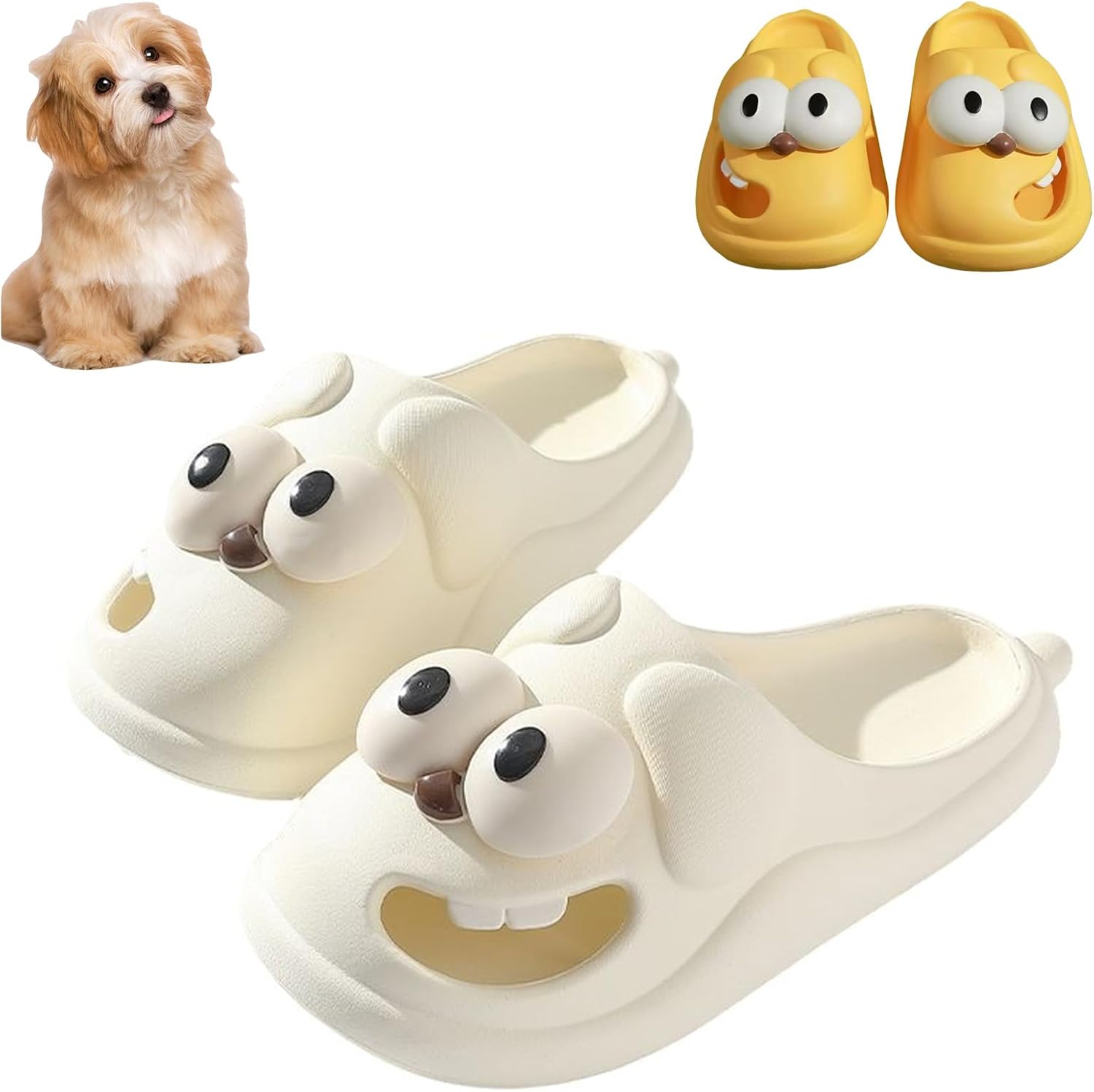 

Тапочки Love Pups, тапочки с поцелуем языком, милые и забавные нескользящие тапочки с большой собакой для женщин и мужчин Swinizh, белый