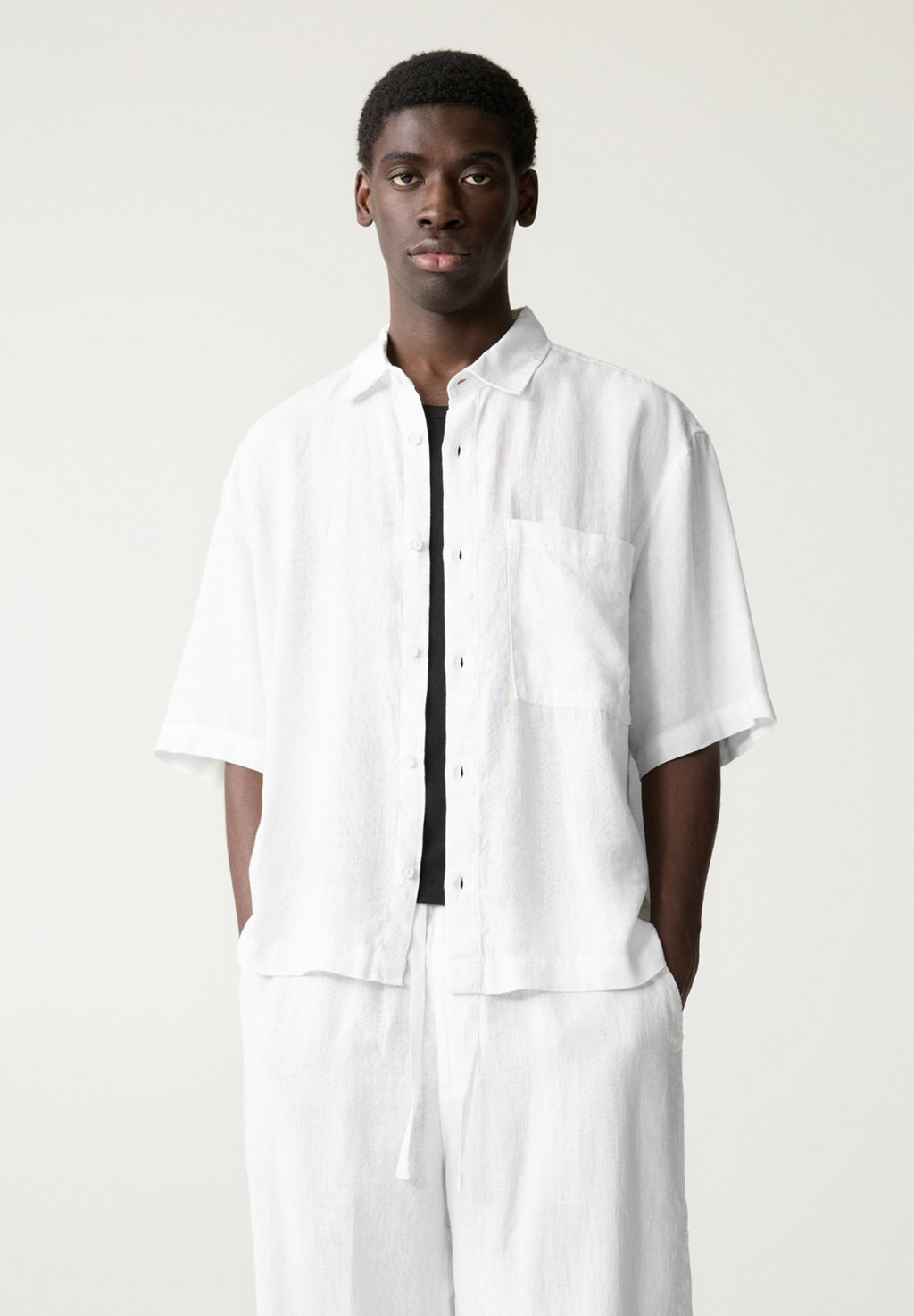 

Рубашка LINEN BLEND PULL&BEAR, белый