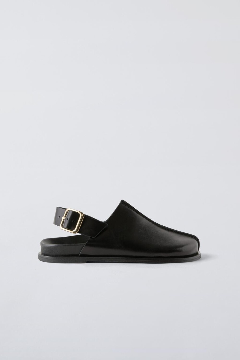 

Кожаные сабо с пряжкой сзади ZARA, черный