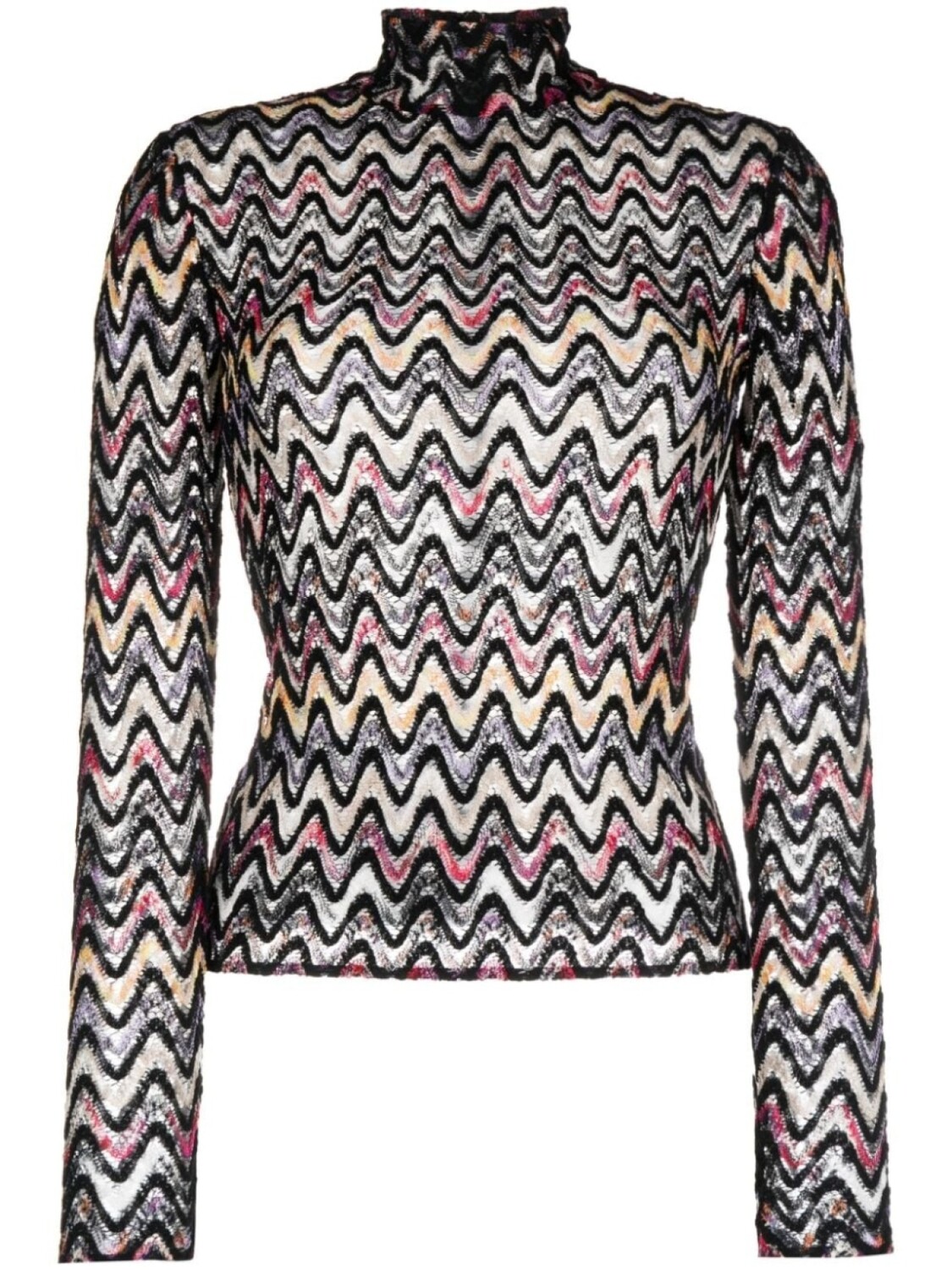 

Missoni топ с высоким воротником и узором зигзаг, черный