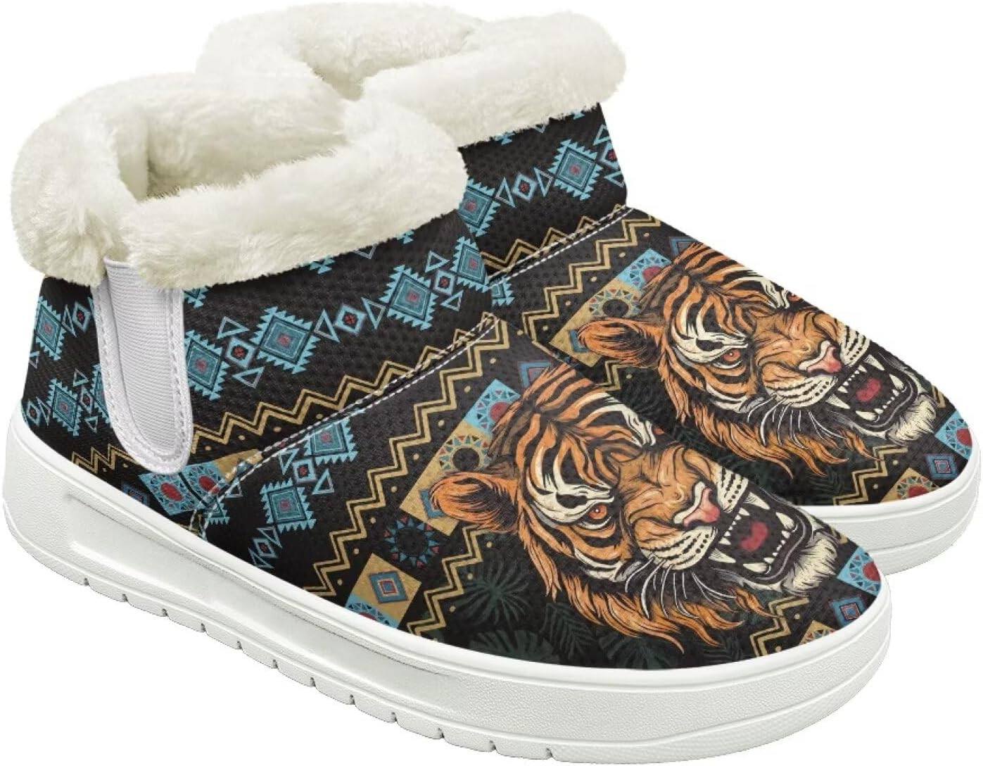 

Зимние ботинки для женщин и мужчин, пушистые снежные ботинки с флисовой подкладкой и тянущимся верхом Cugasmaru, Tiger