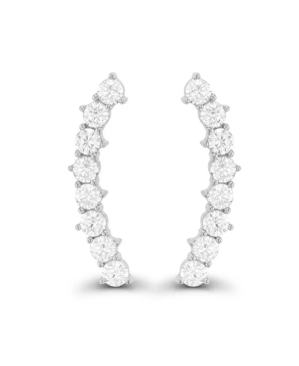 

Изогнутые серьги-клаймперы с паве из кубического циркония из стерлингового серебра (также из 14-каратного золота поверх серебра) Macy'S, white