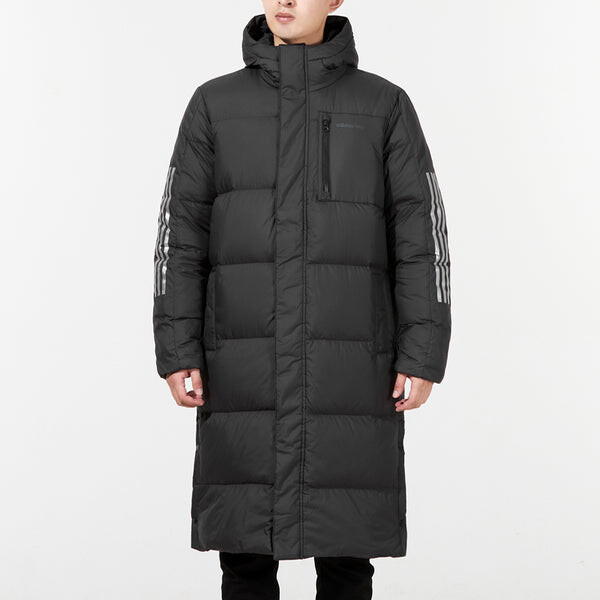 Пуховик adidas neo Athleisure Casual Sports Stay Warm mid-length hooded down Jacket Black, черный — фото 2