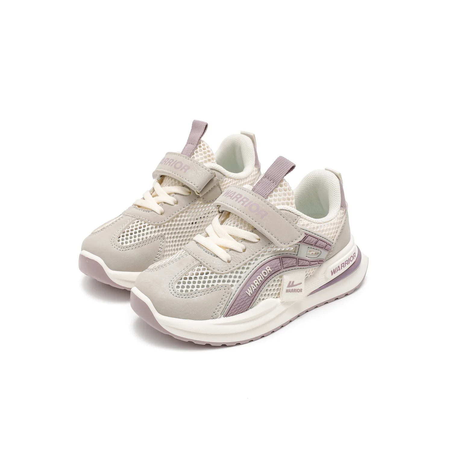 Детские повседневные кроссовки low top с сеткой, нескользящей, дышащей и устойчивой к истиранию подошвой WARRIOR, синий/бежевый — фото 4