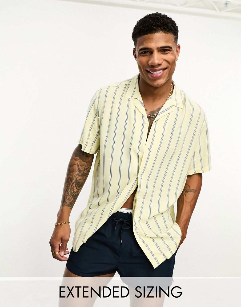

Свободная летняя рубашка в желтую полоску ASOS DESIGN Revere